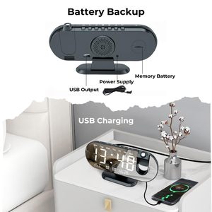 LED digitale sveglia sveglia da tavolo sveglia elettronica con proiezione Radio proiettore orario camera da letto orologio da comodino - Product Image 5