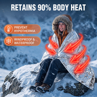 Couverture d'espace thermique en mylar d'urgence argentée en feuille d'aluminium imperméable avec logo personnalisé survie