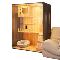Villa pour chat de luxe respirante de style grille pour usage domestique, très grande, en bois, à concept ouvert, lit/abri pour chat