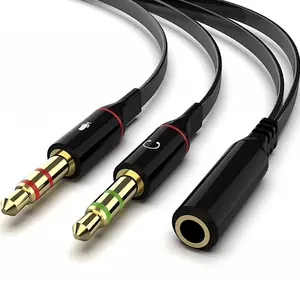 Headphone Splitter for Computer 3.5mm Female to 2 Dual 3.5mm Male Headphone Mic Audio Y Splitter Cable Smartphone Headset to PC