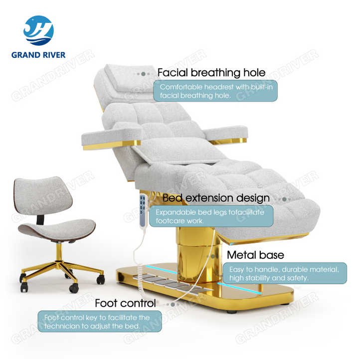 Luxury 4 Motors Thermal Massage Bed Salon Beauty Bed Electric Tattoo Chair Facial Treatment Bed with Foot Control