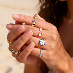 Fashion <b>Rings</b> Flower Design 18k Gold Plated Women's Jewelry Gift Set - Product Image 1