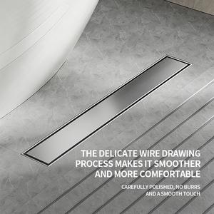 Drain de douche linéaire moderne en or brossé de 24 pouces, drain de sol rectangulaire pour salle de bain, drain de toilette poli brossé - Product Image 3