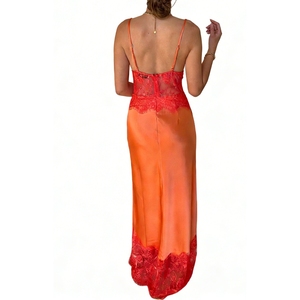 Women's Lace Maxi Dress <b>Spaghetti</b> <b>Strap</b> Open Back V-Neck Dress for Party & Evening Dresses Fashion - Product Image 2