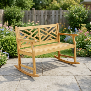 Fauteuil de jardin en bois massif écologique et durable, très bien noté - Banc à bascule moderne résistant aux intempéries pour véranda - Product Image 4