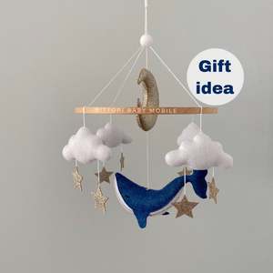 Jouet musical montessori pour enfants de style boho, mobile de berceau en forme de <span class=keywords><strong>dauphin</strong></span>, fait à la main, pour nouveau-né, chambre d'enfant - Product Image 1