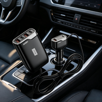 Module de chargeur de voiture électrique multi-ports 117W PD 3.0 à charge rapide, 6 ports USB, 2 ports Type-C, matériau ignifuge détachable, écouteurs