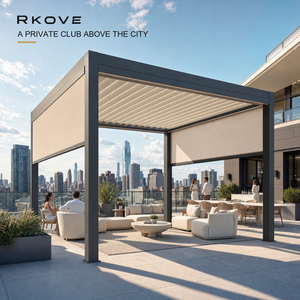 Pérgola motorizada independiente de aluminio con lamas ajustables RKOVE RK-S2 6*6M para terrazas de clubes, pérgola inteligente de aluminio. - Product Image 6