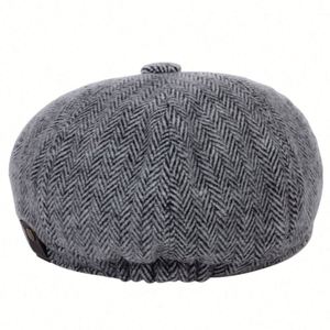Vintage Spring Autumn Casual British Newsboy <b>Hat</b> 8 Panel Fashion Herringbone Beret <b>Hat</b> <b>for</b> Men - Product Image 4