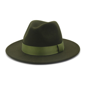 Couleur unie unisexe hommes femmes feutre <span class=keywords><strong>laine</strong></span> Fedora chapeaux en gros - Product Image 3