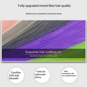 Extensions de cheveux synthétiques multicolores à clipser, lisses et longues, pour des mèches de fête colorées - Product Image 3
