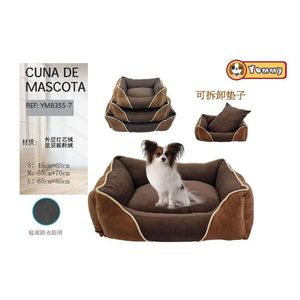 Set di Tre Pezzi di Cucce per Cani in Velluto a Coste e Pile, Letti per Animali Marroni - Product Image 1