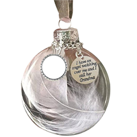 Ornement de Noël en forme de boule commémorative moderne RubySub, en forme de cœur, écologique, pendentif en plumes transparentes, 6,5x6 cm, pour décorations, fabrication
