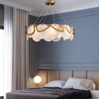 Lustre suspendu rond en or de style nordique, lampes suspendues en verre de Murano, lustre de luxe pour salon ou salle à manger
