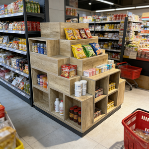 رفوف عرض خشبية معدنية ثقيلة مزدوجة الجوانب للمتاجر ومحلات السوبر ماركت ومحلات الملابس والمساحات التجارية الأخرى - Product Image 4