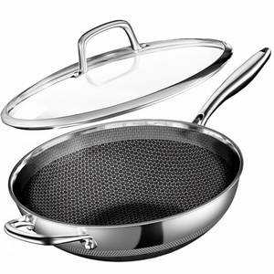 Sartenes <span class=keywords><strong>Wok</strong></span> de Acero Inoxidable de Triple Capa, Sartenes Antiadherentes con Tapa para Todo Tipo de Estufas, Libres de PFOA, Aptas para Lavavajillas y Calentamiento Rápido - Product Image 1