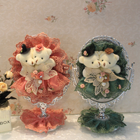 Miroir de table ours en peluche artisanal créatif et adorable, miroir de maquillage de bureau, miroir cosmétique, ornement cadeau de mariage