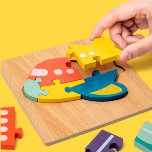 2023 New Arrivals Wooden 3D Puzzles Educational Learning Toys Cartoon Creative Baby Jigsaw Puzzle Game For Child