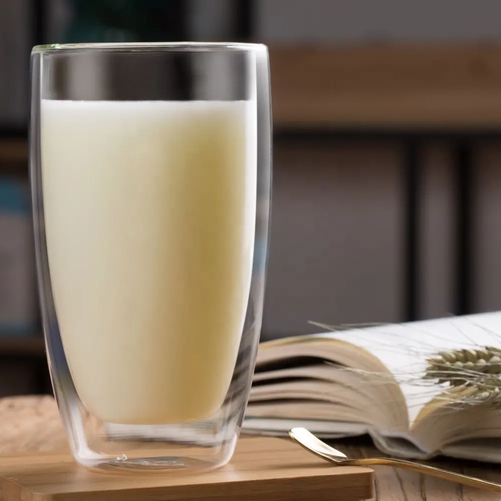 CnGlass 수제 하이 퀄리티 유리 우유 차 마시는 컵 이중벽 붕규산 절연 유리 커피 에스프레소 컵 세트 2