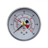 Manomètre à double pointeur en laiton Bourden Tube Air 0-60 bar/psi/Mpa Connexion arrière 63 mm