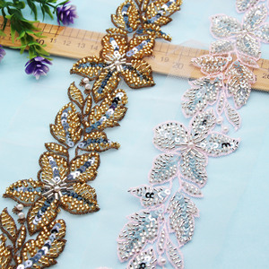 Tinh Tế Thêu Rhinestone <span class=keywords><strong>Sequin</strong></span> Hạt Giống Hạt Ren Đính Bướm Mô Hình Đính Cườm Ren <span class=keywords><strong>Trim</strong></span> Cho Đám Cưới Bridal dres - Product Image 1