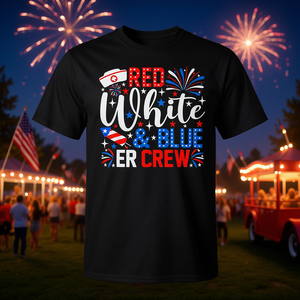 Camiseta de enfermera roja, blanca y azul Er Crew 4th Of July - Product Image 3