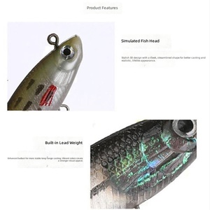 CHEERTY Leurre souple en silicone 9cm 14g, type Minnow coulant à queue en T, avec hameçons, motif Tasmanian Devil, pour Pêche au Silure et à la <span class=keywords><strong>Carpe</strong></span> en rivière et lac - Product Image 4