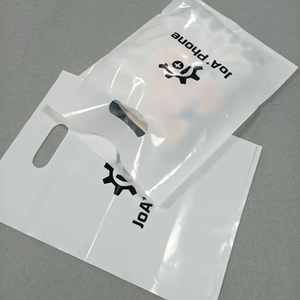 도매 맞춤형 로고 인쇄 흰색 LDPE 상품 가방 핸드백 다이컷 손잡이 플라스틱 쇼핑 캐리어 백 - Product Image 3