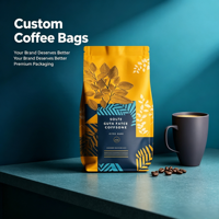 Sachet à café imprimé en héliogravure avec valve et fermeture éclair, pochette en aluminium anti-humidité pour grossistes et marques