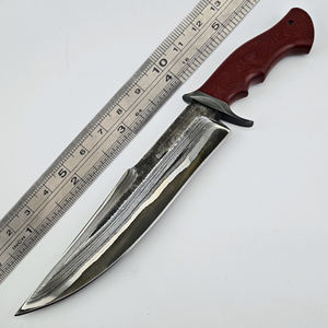 Couteau Bowie en acier Damas fait main en gros avec manche en bois et étui en cuir fin Couteau d'extérieur Couteau en gros - Product Image 2