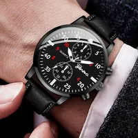 Ensemble de 4 montres pour homme, analogiques, quartz, boîtier en alliage, bracelet en cuir, style business, bijoux décontractés CC002
