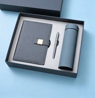 Vente en gros d'ensemble de bouteilles Agenda A5 de luxe pour affaires coffret cadeau Carnet A5 en cuir gris personnalisable avec stylo, tasse thermique et USB