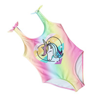 Maillot de bain pour enfant, imprimé animal de dessin animé, licorne, séchage rapide, respirant, jaune, bébé fille, maillot de bain une pièce, enfant
