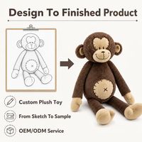 Boneka Monyet Plushie Custom Langsung dari Pabrik, Berdasarkan Desain OEM ODM, Boneka Karakter Isi Dakron untuk Merek IP Asli