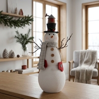 Figura de Muñeco de Nieve Navideño de Tela con Gorro de Doble Capa, Compra al por Mayor, Decoración Navideña