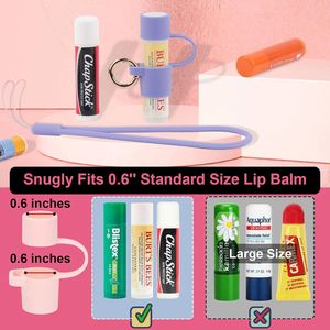 Chapstick Holder <b>Key</b> Chain, Silicone Lip Balm Holder with Cap Cover Sleeve Lip Sticker Holder <b>Key</b> Chain with Wrist Strap <b>Lanyard</b> - Product Image 5
