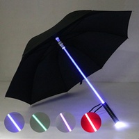 Paraguas Recto con Luz LED que Brilla en la Oscuridad, 7 Colores Cambiantes, Resistente al Viento e Impermeable, Diseño Todo en Uno, Sunny Kinte SK-I003 Golf