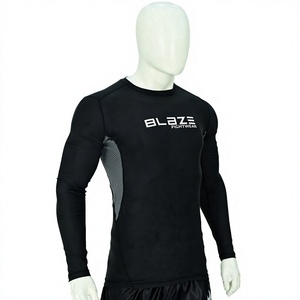 Blaze Fightwear Men's Long Sleeve <b>Compression</b> <b>Shirt</b> <b>Black</b> Quick Dry Sporty O-Neck Slim Fit - Product Image 1