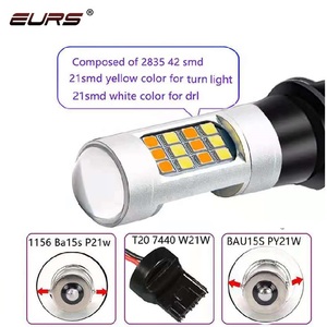 T20 42smd kép màu tín hiệu lần lượt LED SMD 2835 đảo chiều ánh sáng 10 Wát DRL trắng + vàng 1156 LED 7440 3156 LED bóng đèn - Product Image 5