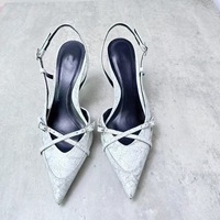Sandales à Talons Hauts ZA d'Été Printemps Sexy en Jean, Bout Pointu, Talon Aiguille Ultra-Haut pour Femme, Couleur Pure Tendance