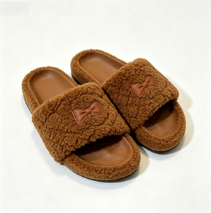 Sweet Woman Sky Blue Soft Fleece Faux Fur Slippers Padded Strap Air <b>Cushion</b> Farmhouse ODM Service Bulk Discount Modern Woman Bal - Product Image 5