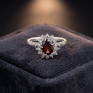 Art Palace Luxury <b>Women's</b> Engagement 925 Silver Zircon Gemstone <b>Ring</b> with Geometric Claw <b>Set</b> Oval Stone - Product Image 1