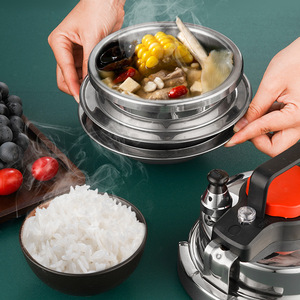 Mini olla a presión de 1,4 l de acero inoxidable a prueba de explosiones para cocinar por inducción en campamentos, uso de una sola persona - Product Image 1
