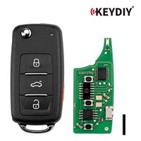 Clé télécommande universelle KEYDIY KD NB08-4 PCF à 3+1 boutons pour VW, transpondeur, série NB, lot de 5