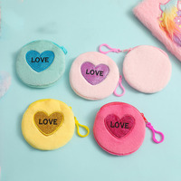 Dompet koin hati Mini boneka bepergian dompet bulat tas penyimpanan headphone lipstik kecil tas gantungan kunci kartu promosi anak perempuan