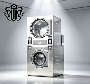 MCKINNEY Electric Coin Card Operated Stack Washer Dryer Stainless Steel Commercial Laundry <strong>Machine</strong> for Laundromat Apartment - Product Image 1