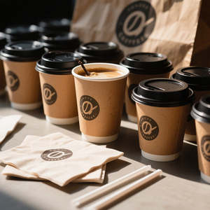 แก้วกาแฟกระดาษแบบใช้แล้วทิ้งขนาด 8 ออนซ์ 12 ออนซ์ 16 ออนซ์ 20 ออนซ์ พิมพ์ลายได้ตามต้องการ แก้วสองชั้นสำหรับเครื่องดื่มร้อน แก้วกระดาษแบบชั้นเดียวพร้อมฝาปิด - Product Image 2