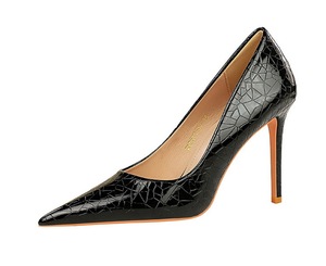 Zapatos elegantes para fiestas, estilo charol - tacones de aguja negros con punta en pico y sandalias para mujer - Product Image 1