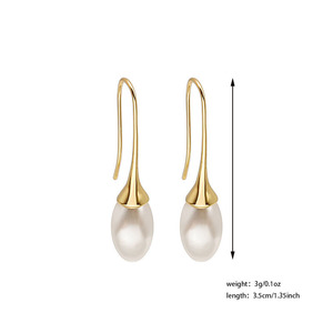 Boucles d'oreilles pendantes en perles d'eau douce naturelles, forme goutte d'eau blanche, pour femmes, à porter au quotidien - Product Image 4