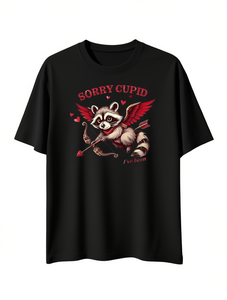 T-Shirt con Stampa Cupido Giocoso per Uomo, Manica Corta, San Valentino, Casual, in Jersey di Cotone Leggero, Collo Tondo, Vestibilità Regolare, Design Frontale - Product Image 1